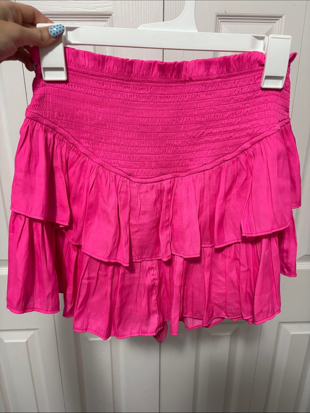 Hot Pink Tiered Ruffle Mini Skort